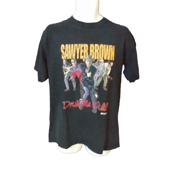 tultex Other - Vintage 90s Sawyer Brown Drive Me Wild Concert Tour T Shirt Large Band Tee Music